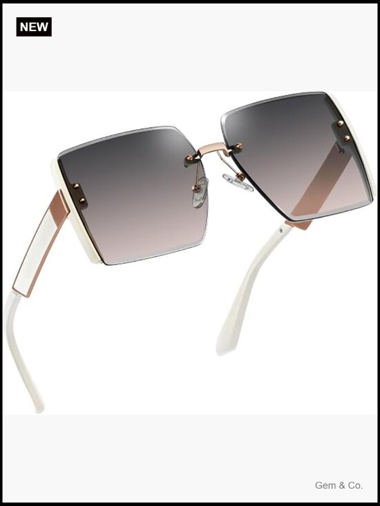 Oversized Square Frameless Sunglasses UV400 Protection Gradient Lens Metal Frame main image 5